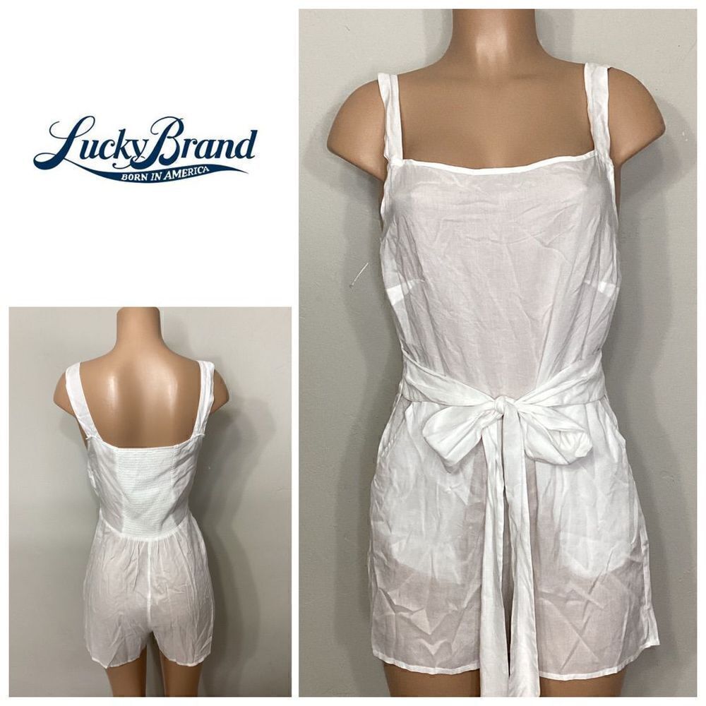 New. Lucky Brand sheer white romper/coverup. Normally $79